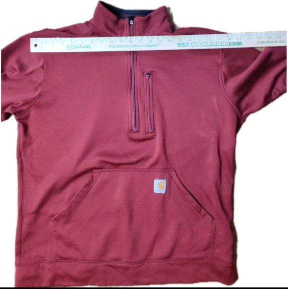 Carhartt Force Extremes Men's 1/2 Zip Pullover Sweatshirt Red Relaxed Fit Large - Picture 2 of 10